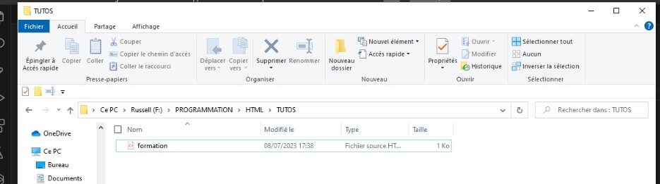 Enregistrement d'un fichier html